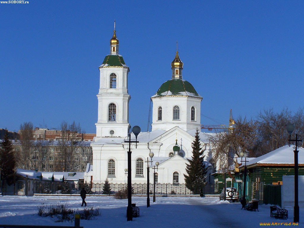 Церковь на тарской омск. Собор Воздвижения Креста Господня Омск. Храм на Тарской Омск. Крестовоздвиженский храм в 1870 г Омск. Омск Тарская зимой.